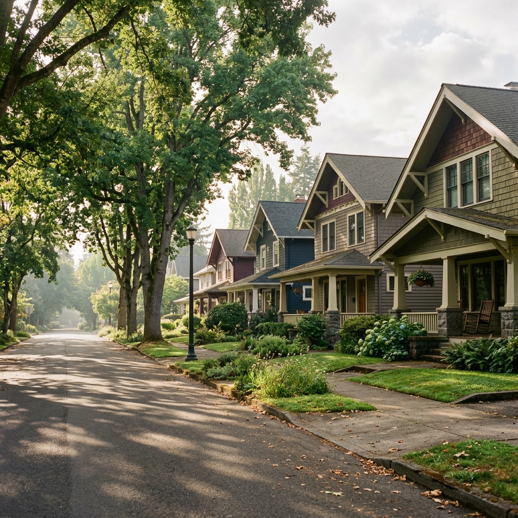 Portland residential street with craftsman homes